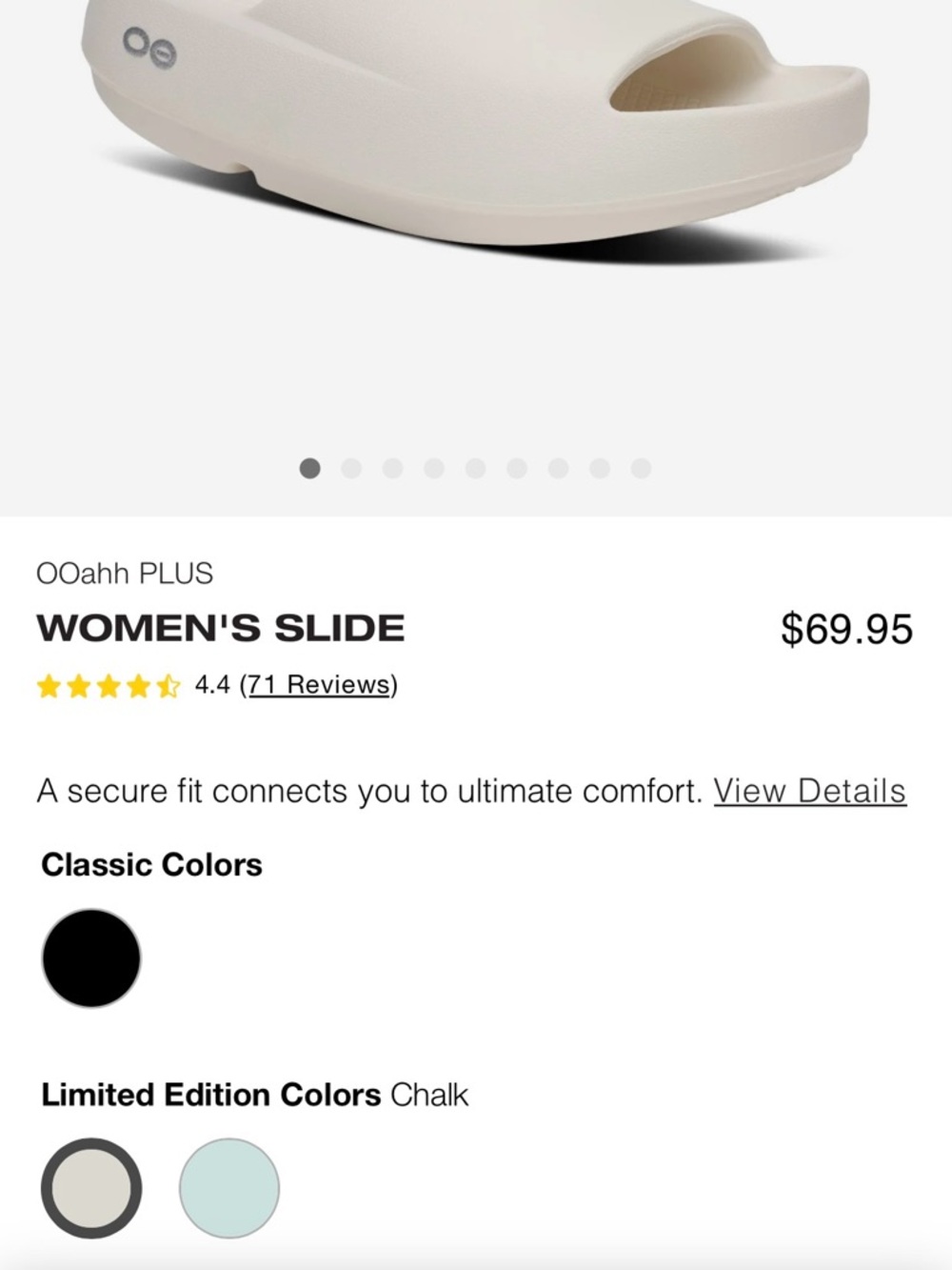 OOFOS OOahh PLUS Women’s Slide in Limited Edition Color Chalk - Picture 7 of 9